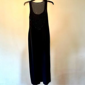 Vintage Laundry Shelli Segal Black Long Formal Gown Size 4 Bejeweled Back Slit